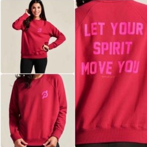 Spiritual Gangster Tops - Spiritual Gangster x Peloton red & pink sweatshirt size large 100% cotton